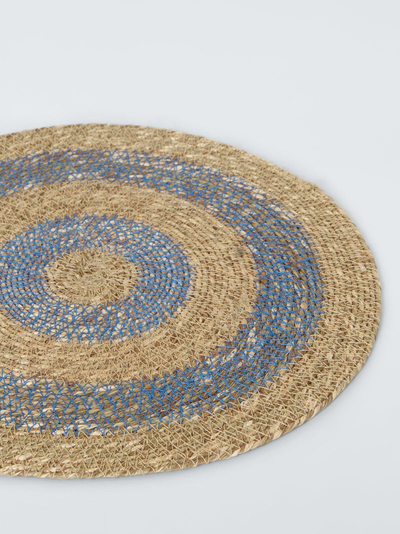 John Lewis jute round placemats cobalt natural 35cm, imported from the UK