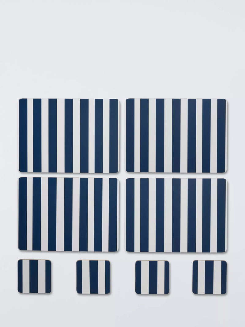John Lewis placemat and coaster set coastal stripe indigo (British brand)