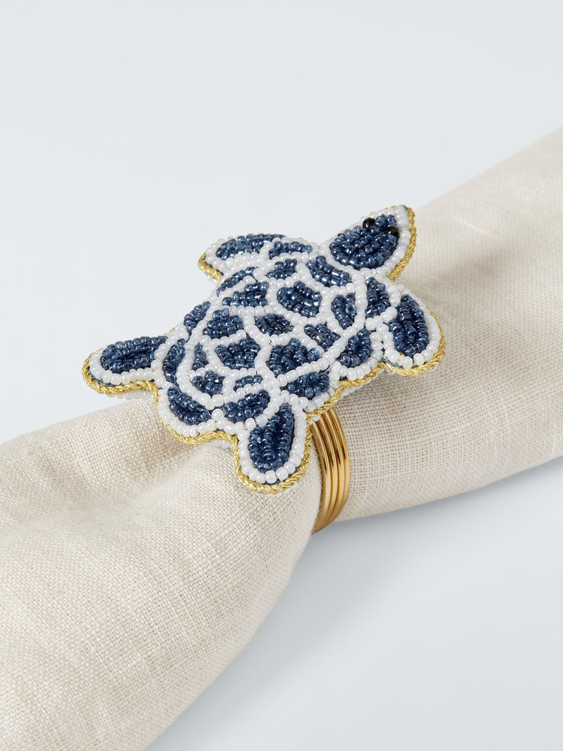 John Lewis beaded turtle napkin rings blue set of 2 (British brand)