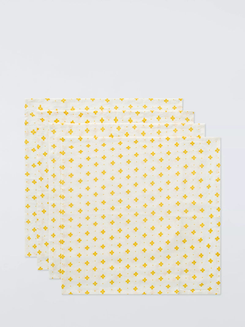 John Lewis floral cotton napkins set of 4 yellow - UK version