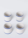 John Lewis ceramic napkin ring set of 4 white blue (British brand)