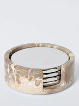 John Lewis John Lewis Stainless Steel Coasters in Marble Holder Set of 4- Buy online at McGrocer
