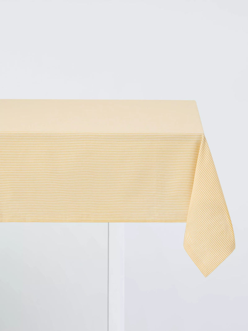 John Lewis ticking stripe cotton tablecloth 180x140cm pollen yellow (British brand)