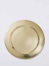 John Lewis John Lewis Hammered Stainless Steel Charger Plate, Gold, 34cm- Buy online at McGrocer