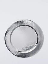 John Lewis John Lewis Hammered Stainless Steel Charger Plate, 34cm, Silver- Buy online at McGrocer