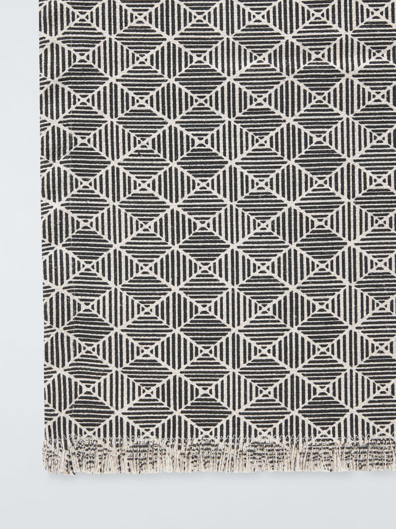 John Lewis geometric cotton table runner black white 250cm (British brand)