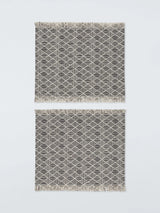 John Lewis John Lewis Rustic Monochrome Geometric Pattern Cotton Placemats, Set of 2, Black/White- Buy online at McGrocer