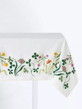 John Lewis John Lewis x Anine Cecilie Iversen Floral Border Cotton Tablecloth White Multi 250 x 160cm- Buy online at McGrocer
