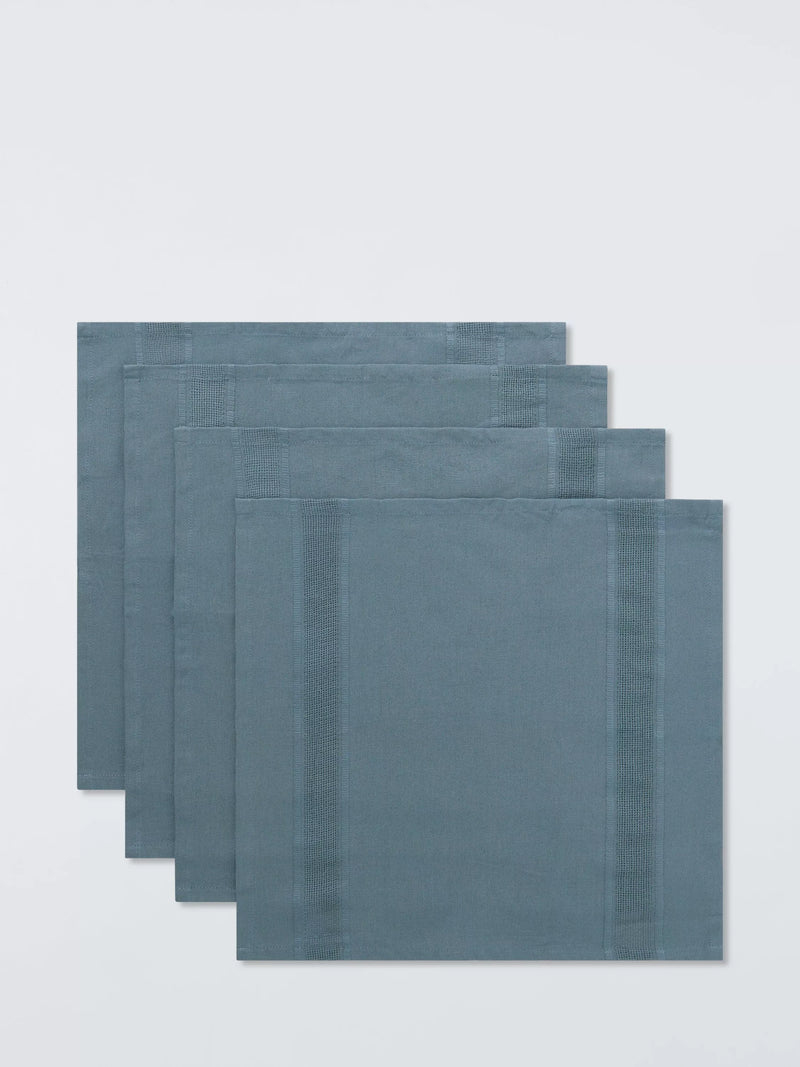 John Lewis organic cotton border napkins set of 4 grey, imported from the UK