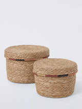 John Lewis John Lewis Coloured Edge Storage Baskets with Lid Set of 2 Natural- Buy online at McGrocer