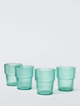 John Lewis John Lewis Ribbed Plastic Picnic Tumbler, Set of 4, 400ml, Aqua- Buy online at McGrocer