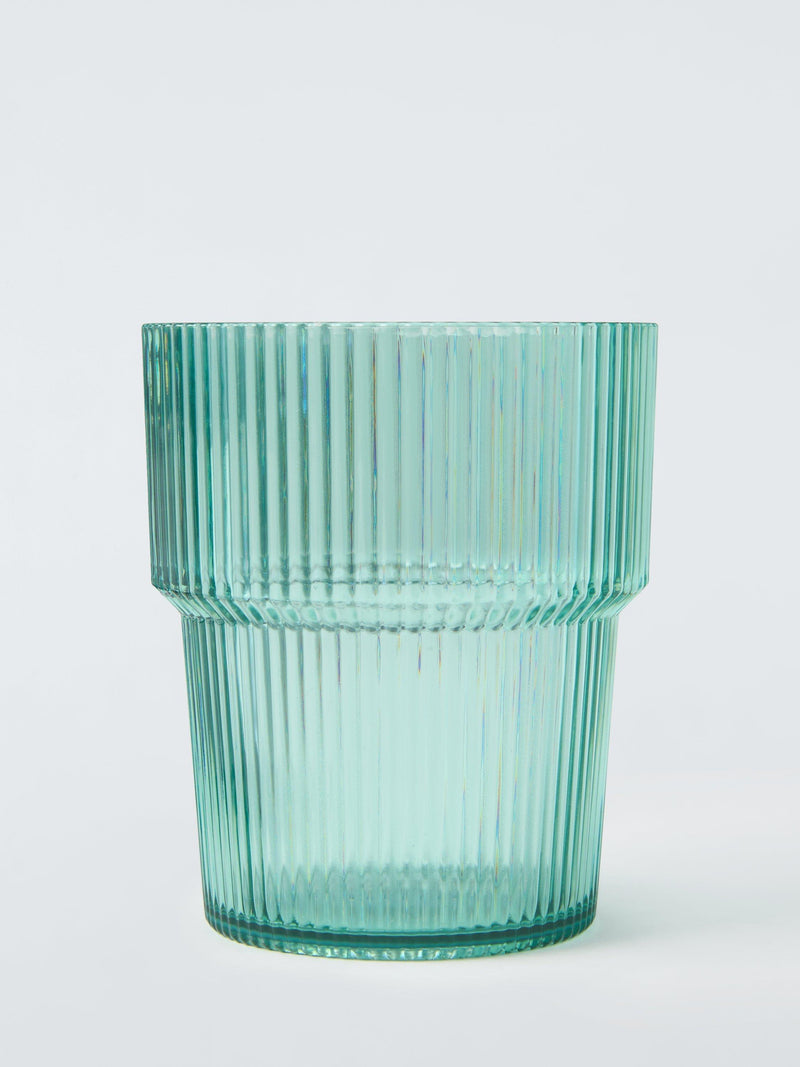 John Lewis 4 ribbed plastic tumblers aqua 400ml, imported from the UK