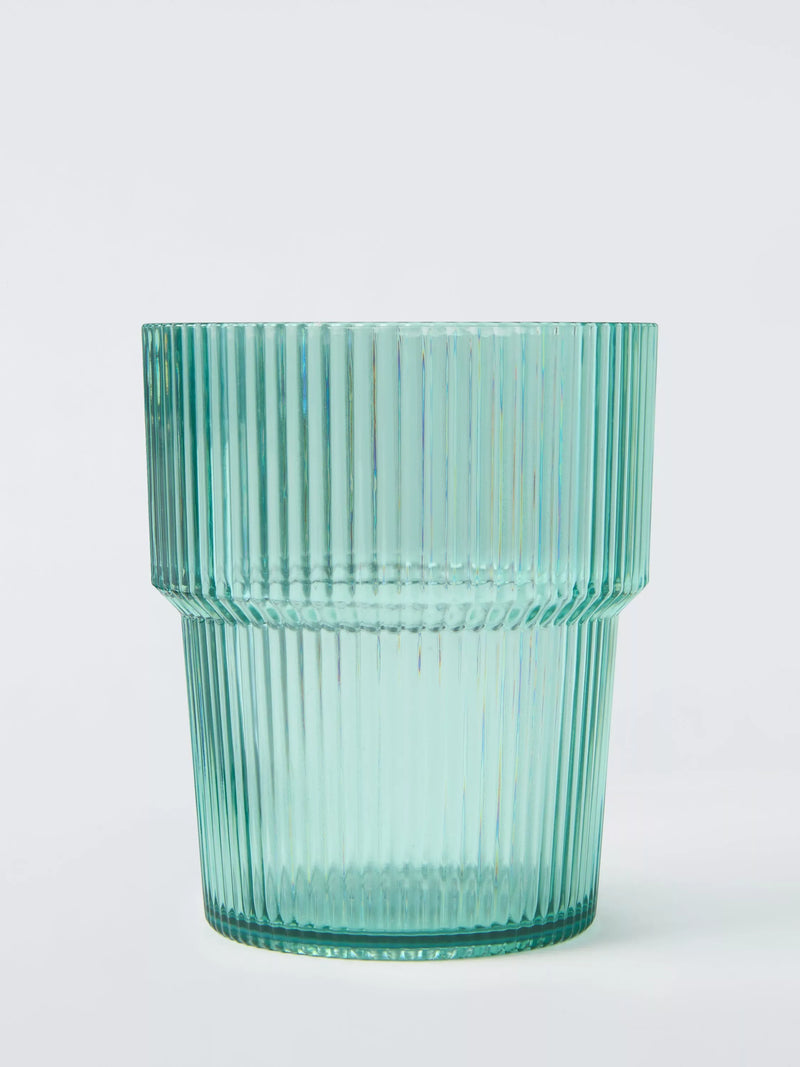 John Lewis 4 ribbed plastic tumblers aqua 400ml, imported from the UK