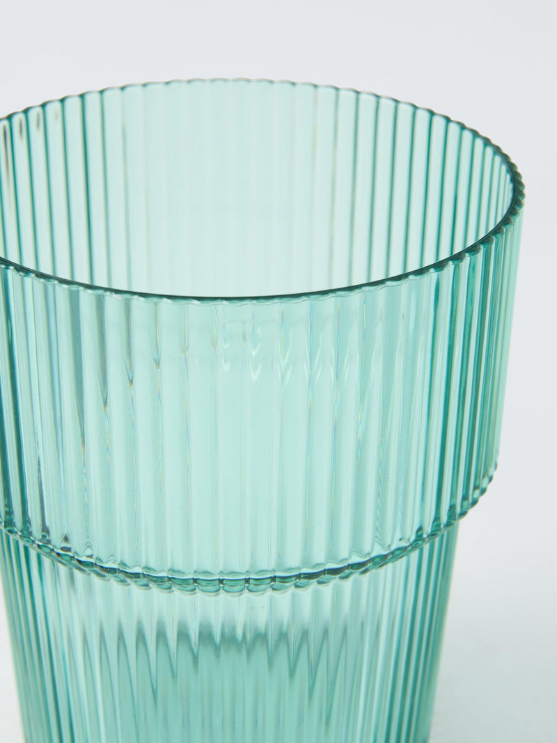 John Lewis 4 ribbed plastic tumblers aqua 400ml, imported from the UK