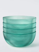 John Lewis John Lewis Ribbed Plastic Picnic Bowl Set of 4 14.5cm Aqua- Buy online at McGrocer