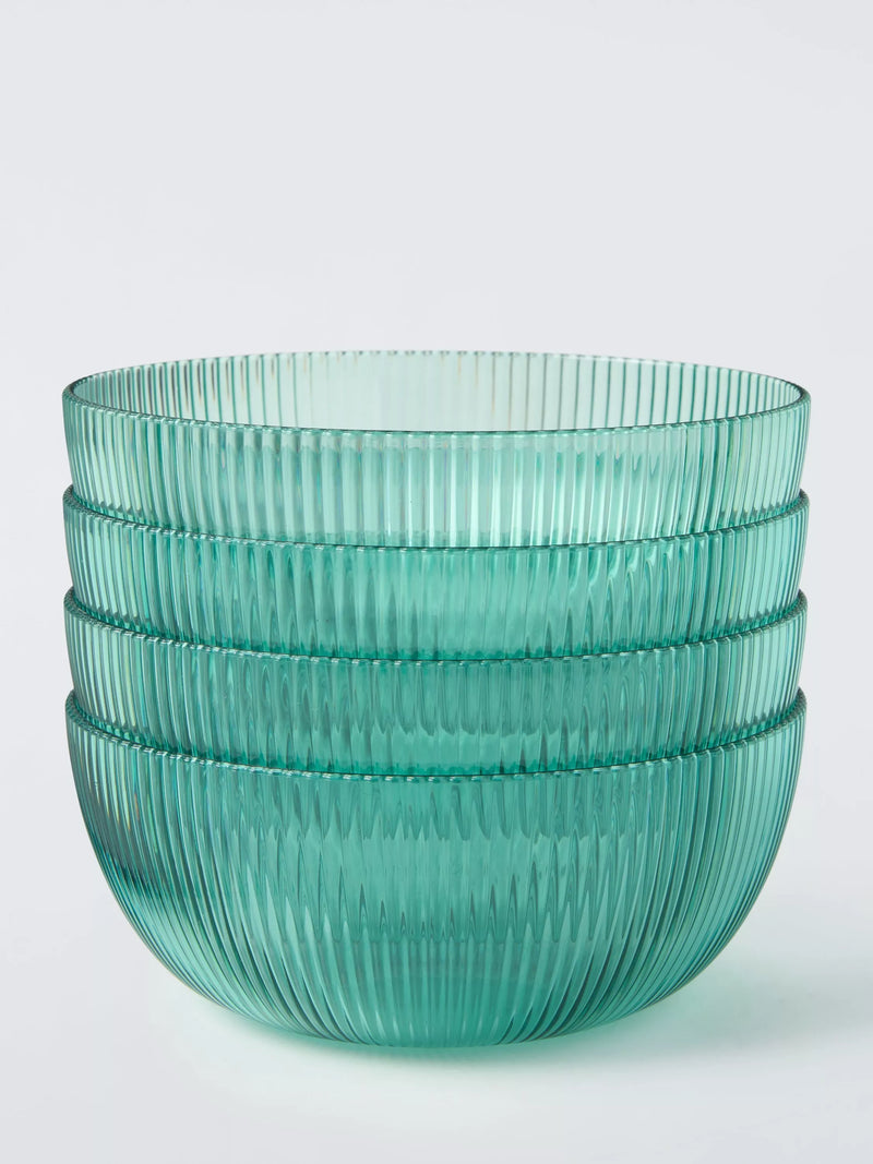 John Lewis ribbed plastic picnic bowls set of 4 aqua 14.5cm - British product