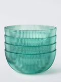 John Lewis ribbed plastic picnic bowls set of 4 aqua 14.5cm - British product