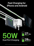 Belkin wall charger Dual USB-C 50W White - British product