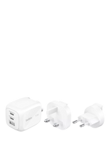 John Lewis Belkin BoostCharge Pro 70W 3 Port Wall Charger with Travel Adapter Kit, White- Buy online at McGrocer