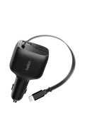 Belkin retractable car charger USB-C USB-A 75W black - British product