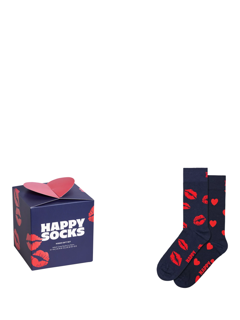 Happy Socks hearts patterned socks gift set navy (British brand)