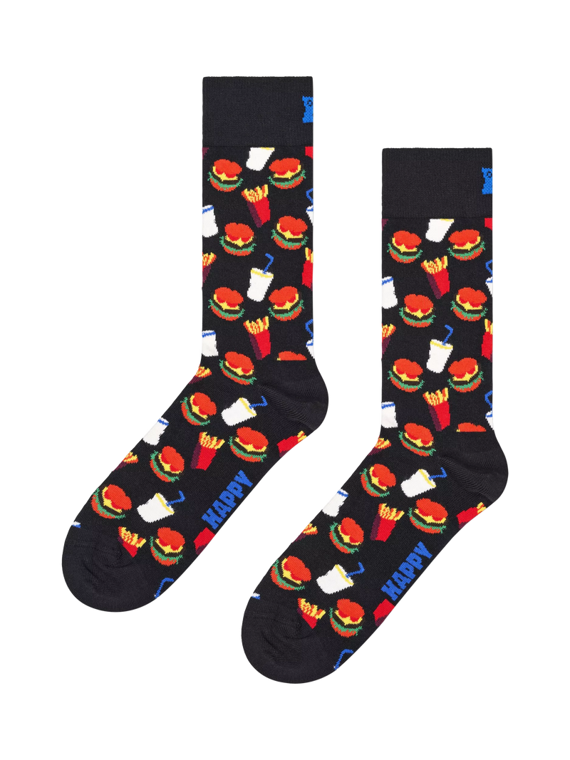 Happy Socks hamburger socks in black and multicolour (British brand)
