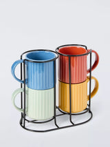John Lewis John Lewis Stoneware Mugs with Stand, Set of 4, 330ml- Buy online at McGrocer