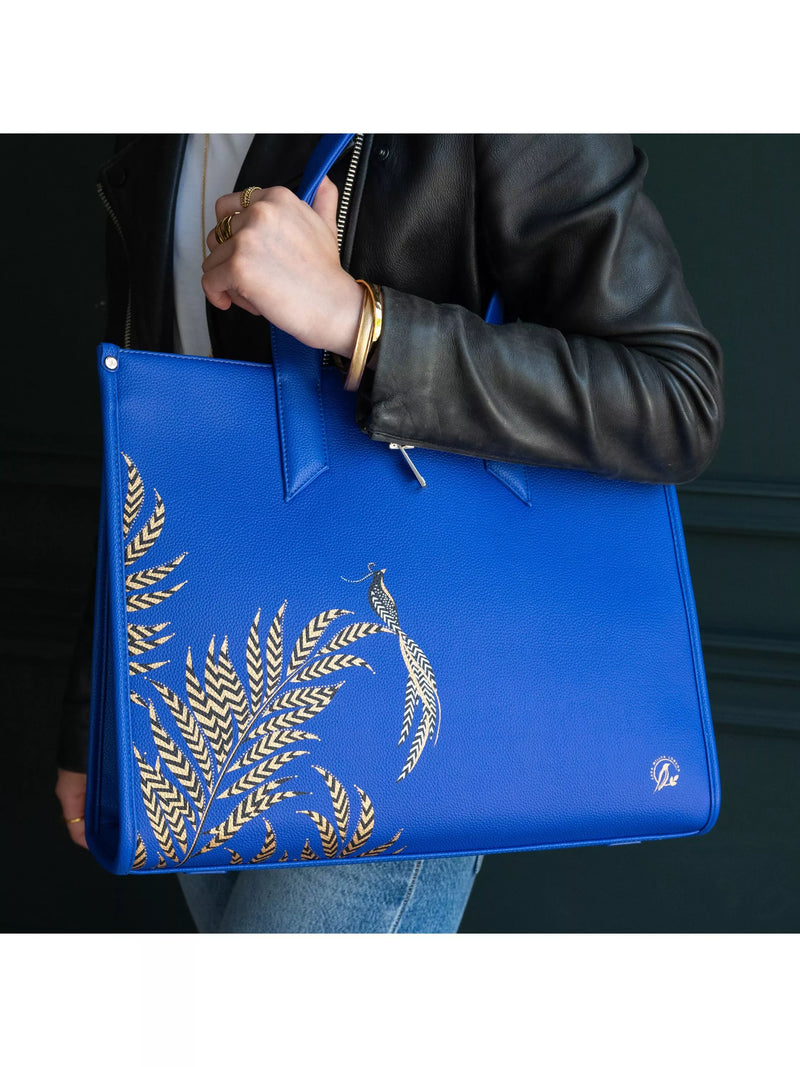 Sara Miller oversized box tote bag Botanic Blue, imported from the UK
