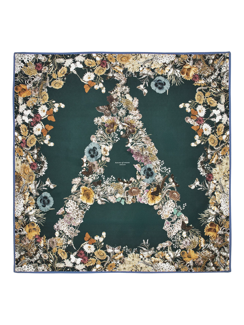 Aspinal of London Ombre A Floral Silk Square Scarf 90x90cm