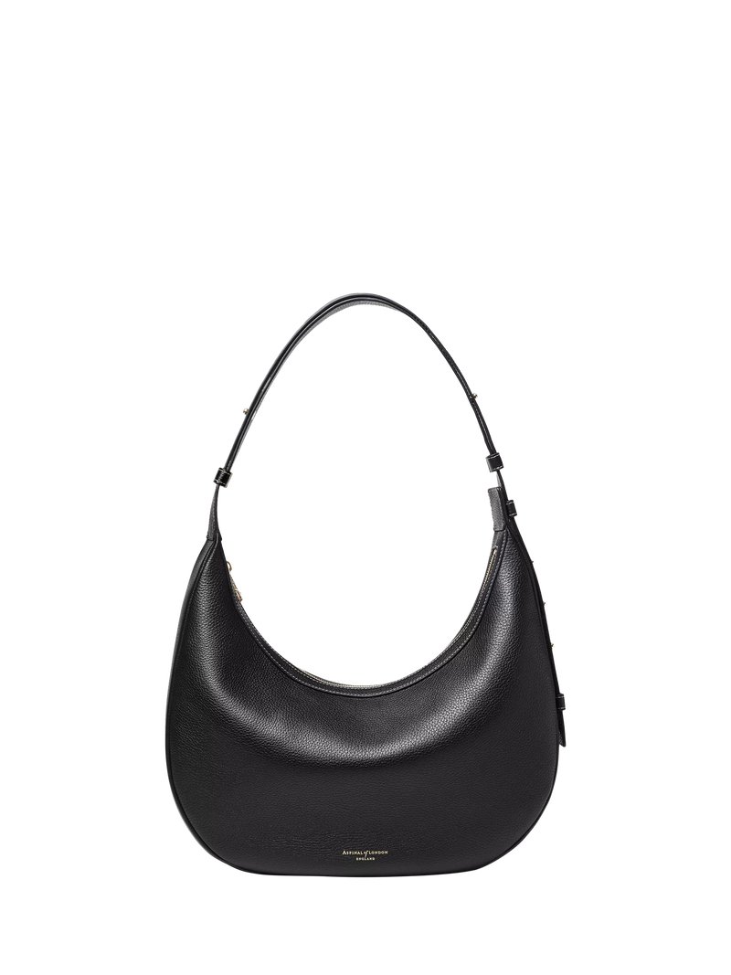 Aspinal of London large crescent bag in pebble leather - British product