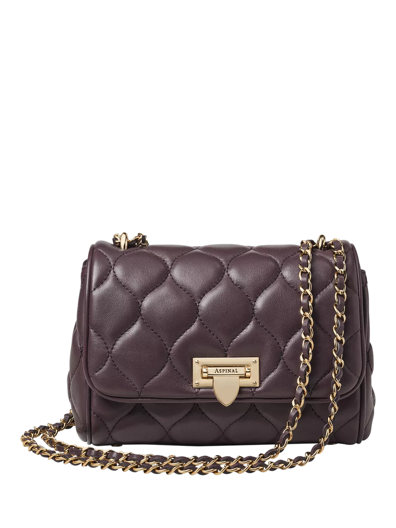 Aspinal of London Lottie Quilted Leather Shoulder Bag, Fig