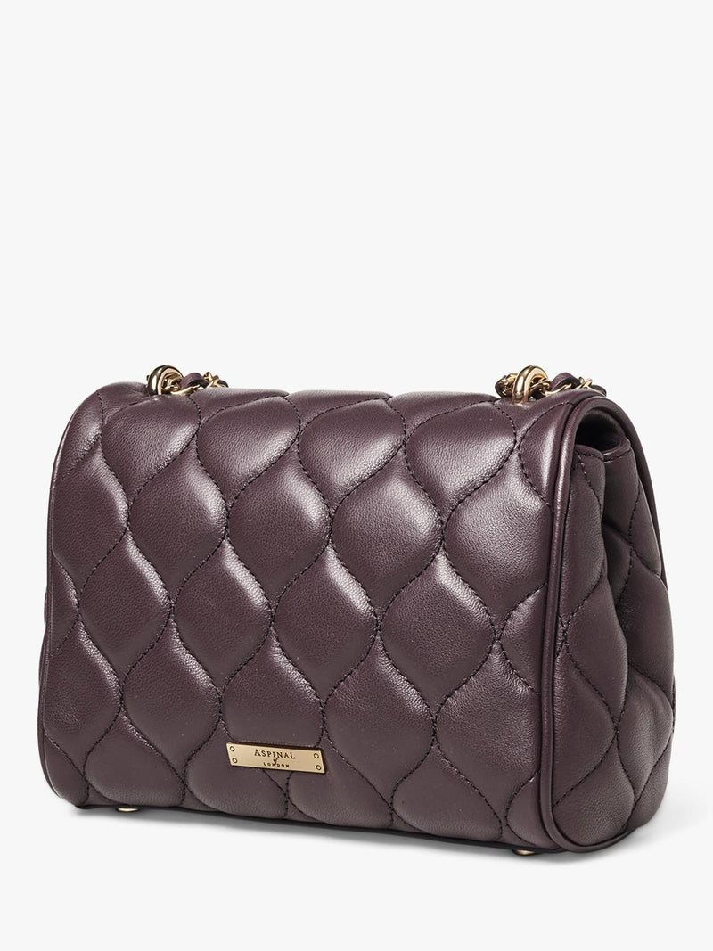 Aspinal of London Lottie quilted leather shoulder bag Fig, UK version
