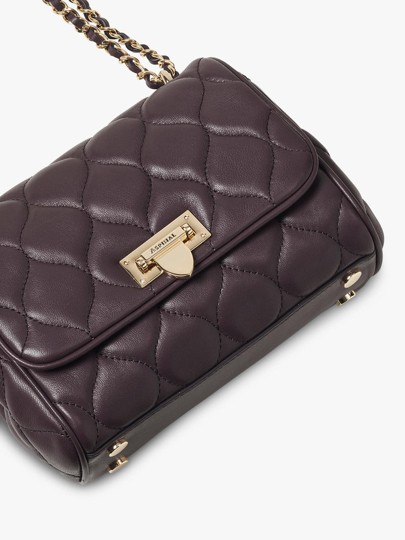 Aspinal of London Lottie quilted leather shoulder bag Fig, UK version