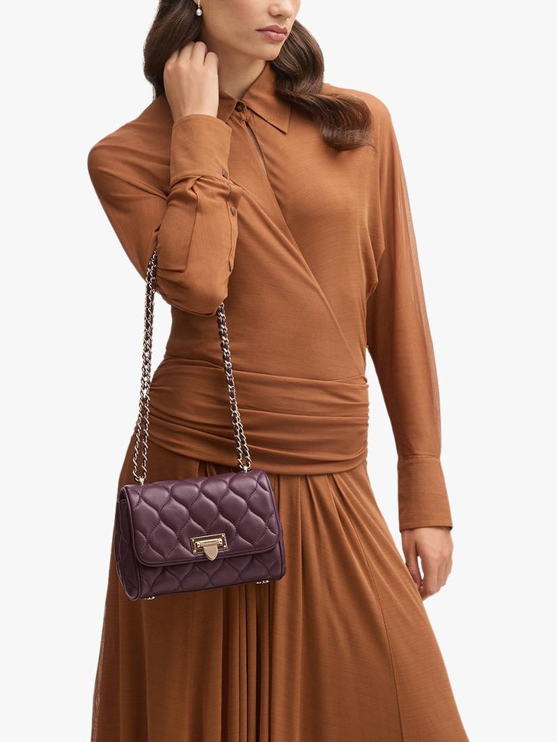Aspinal of London Lottie quilted leather shoulder bag Fig, UK version