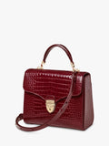 Aspinal of London Mayfair leather top handle bag Merlot, imported from the UK