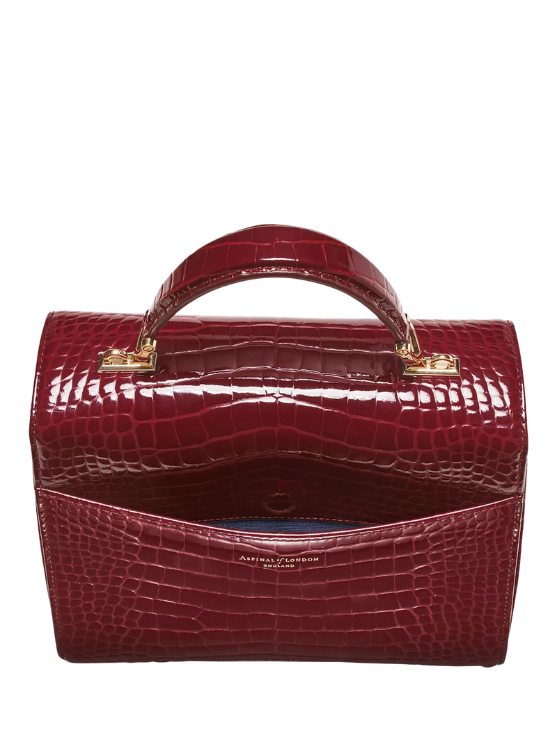 Aspinal of London Mayfair leather top handle bag Merlot, imported from the UK