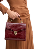 Aspinal of London Mayfair leather top handle bag Merlot, imported from the UK