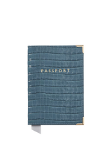 John Lewis Aspinal of London Croc Leather Passport Cover Peacock- Buy online at McGrocer
