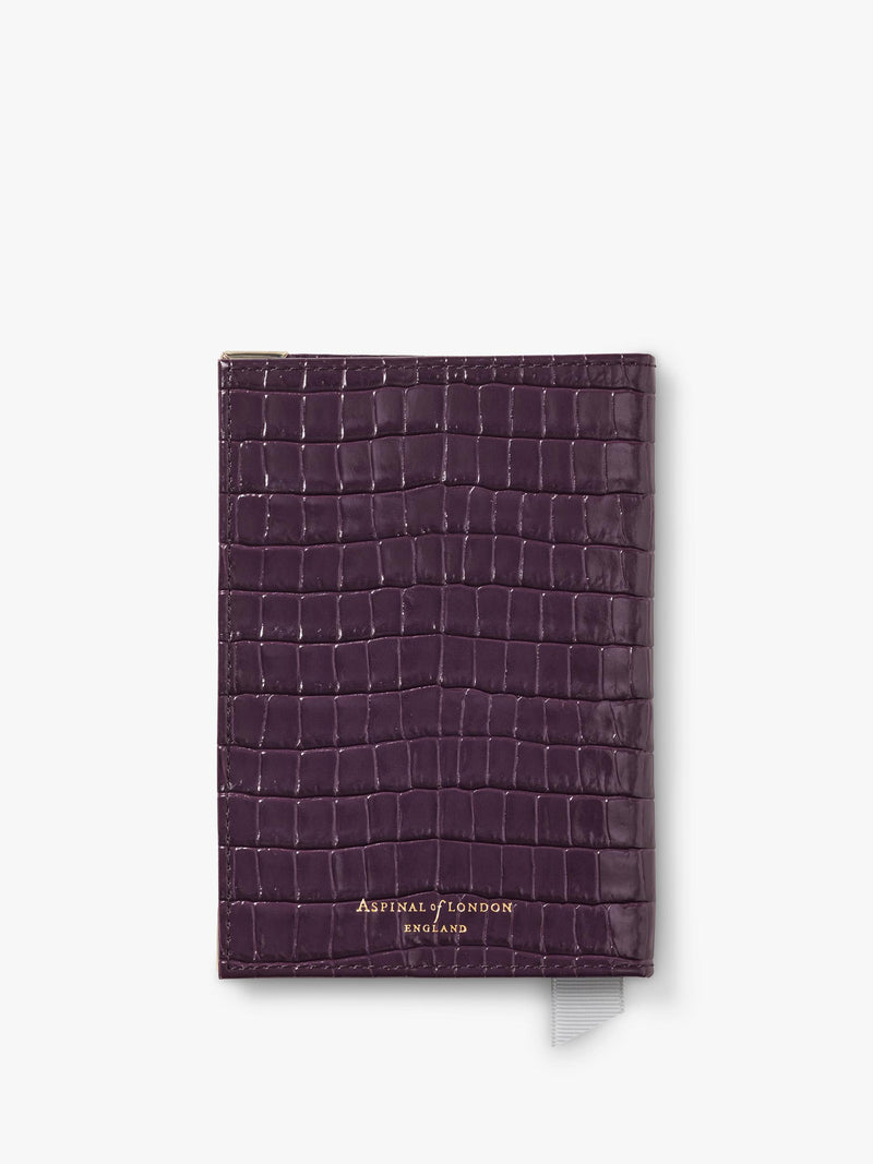 Aspinal of London passport cover croc leather fig H14xW9.5cm - British product