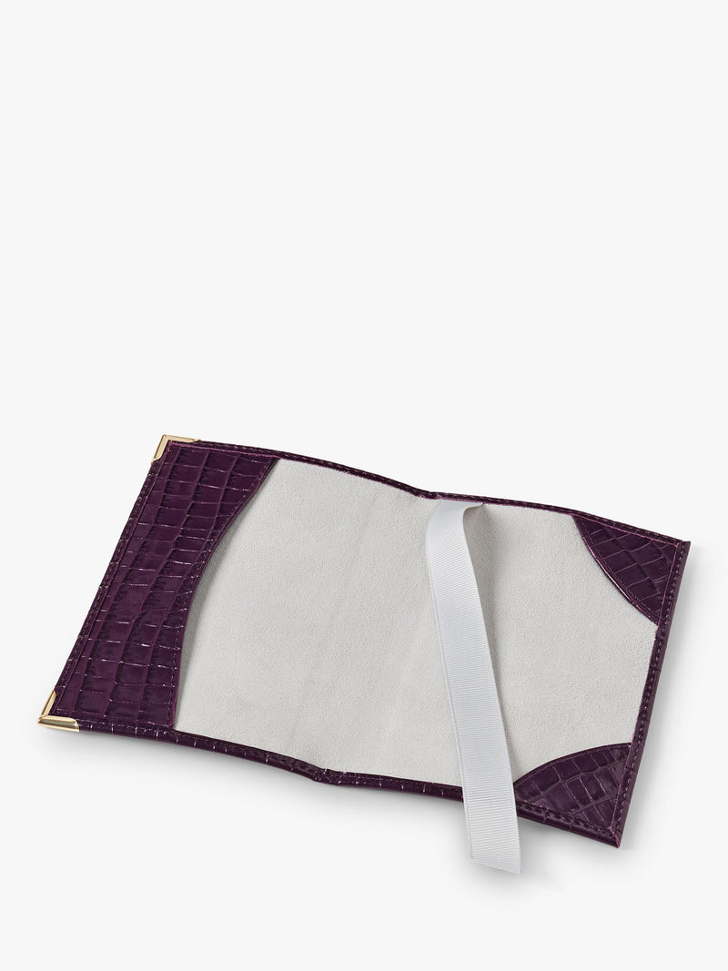 Aspinal of London passport cover croc leather fig H14xW9.5cm - British product