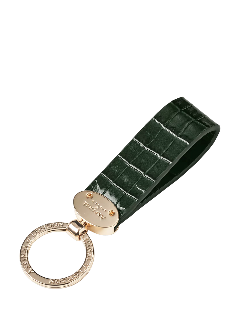 Aspinal London leather keyring Evergreen, imported from the UK