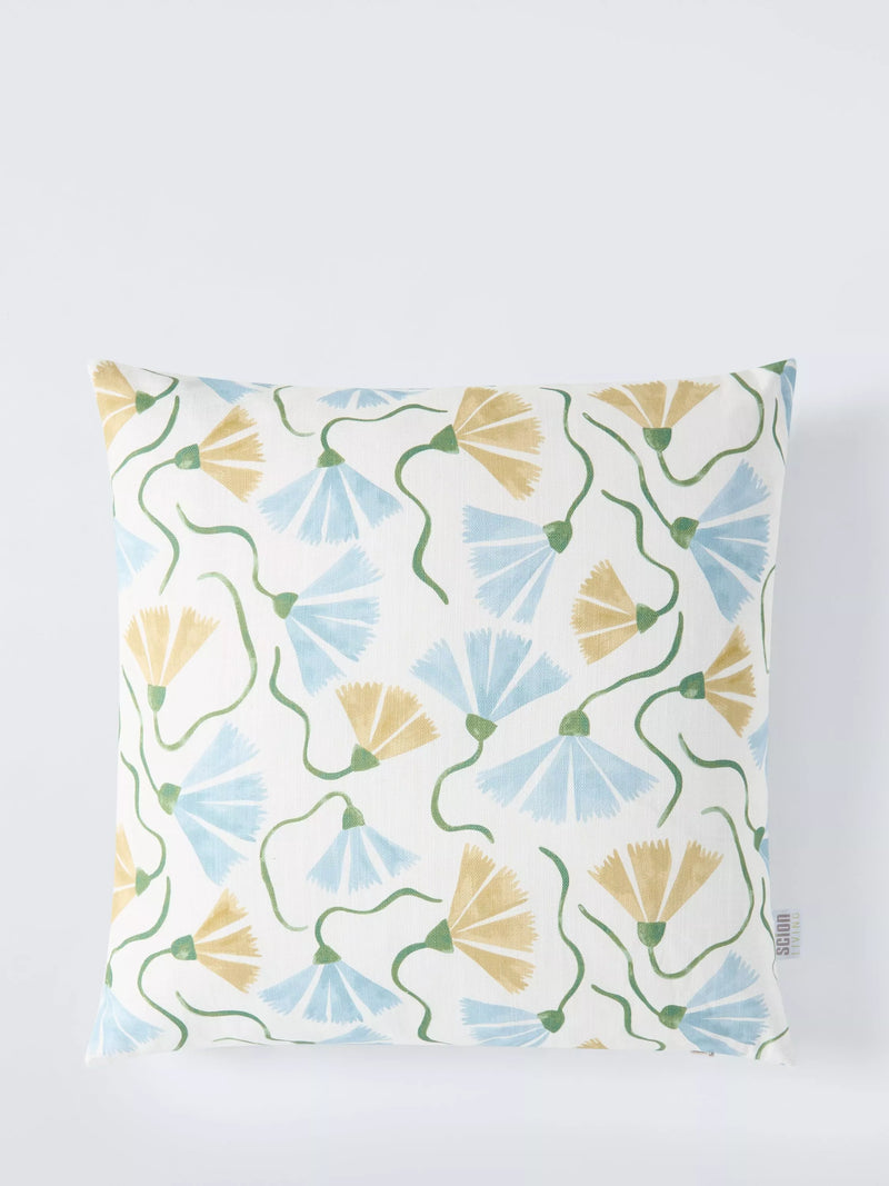 Scion fringed poppy cushion honey cornflower 43x43cm - British product