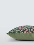 Morris & Co. floral cushion in forest green, imported from the UK
