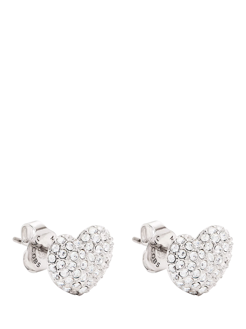 Marc Jacobs heart stud earrings silver crystal, imported from the UK