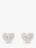 Marc Jacobs heart stud earrings silver crystal, imported from the UK