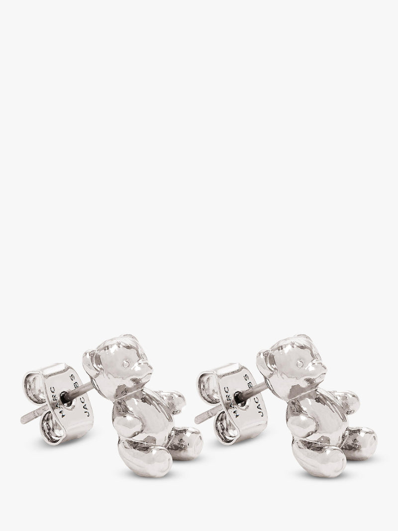 Marc Jacobs bear stud earrings light antique silver, UK version