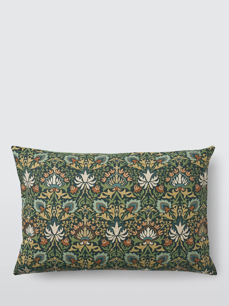 Morris & Co Meda Iris cushion in forest green 40x60cm, UK version