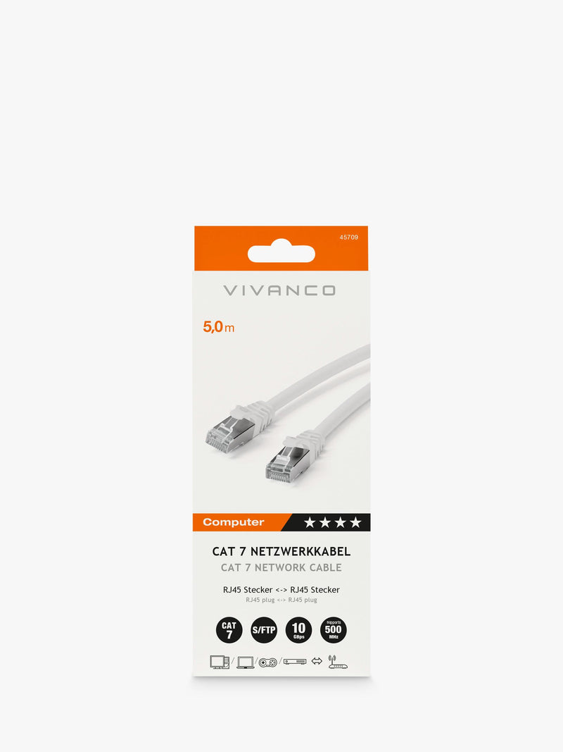 Vivanco Cat 7 Ethernet cable 5m white, UK version