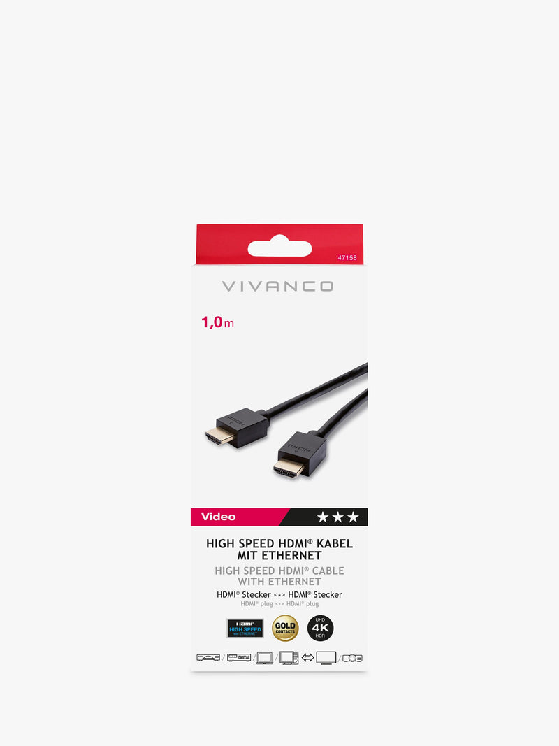 Vivanco 4K HDMI cable 1m black, UK version