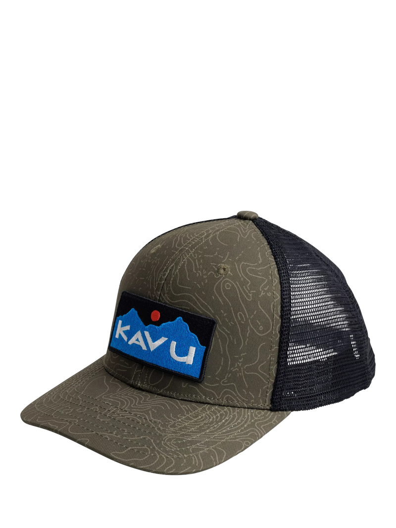 KAVU Above Standard trucker cap in Olive Topo, UK version